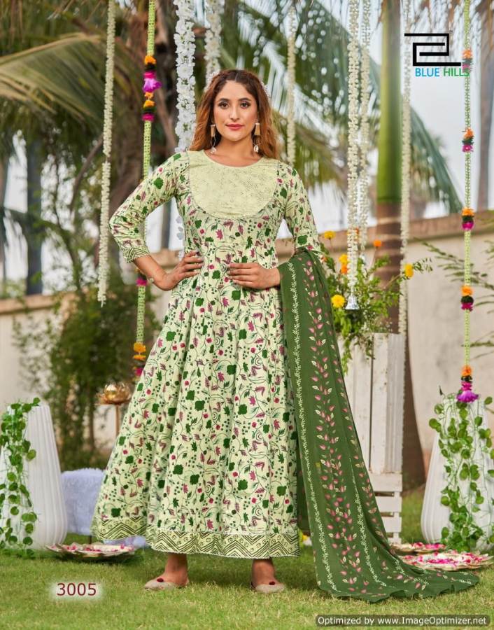 Blue Hills Ada 3 New Exclusive Wear Cotton Printed Anarkali Kurti With Dupatta Collection